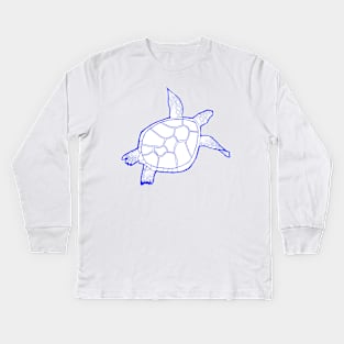 Dark blue swimming turtle Kids Long Sleeve T-Shirt